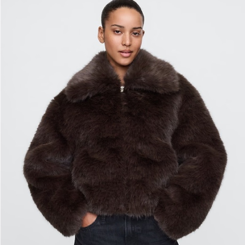 Gap Crop Faux Fur Jacket